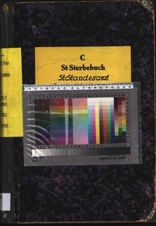 Sterberegister des Standesamtes Ostbevern von 1882 (Urkunden-Nr. 1-62), von 1883 (Urkunden-Nr. 1-59), von 1884 (Urkunden-Nr. 1-75), von 1885 (Urkunden-Nr. 1-66) und von 1886 (Urkunden-Nr. 1-69)