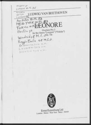 Leonore : Overture No. 3 for the opera "Leonore" ("Fidelio") : Op. 72a