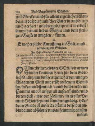 II. Eine hertzliche Anruffung zu Gott/ umb vergebung der Sünden.