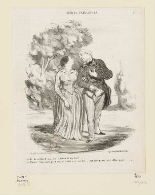O divine Adélaide, vous êtes la femme de mes rêves!.., Blatt 1 der Folge "Scènes Familières", in: "Le Charivari", Paris 1853
