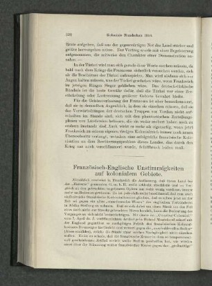 Französisch-Englische Unstimmigkeiten auf kolonialem Gebiete.