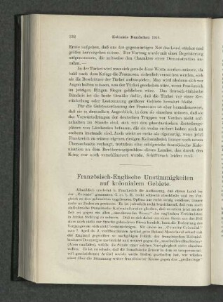 Französisch-Englische Unstimmigkeiten auf kolonialem Gebiete.