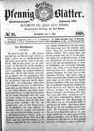 No. 18, Sonnabend, den 2. Mai