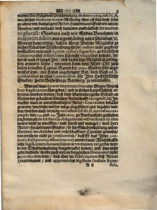 Responsum Iuris, In Forma Relationis, In Sachen Künsperg, contra Fränkische Ritterschafft Orts Gebirg : Citationis ad videndum se exonerari, &c.