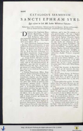 Catalogus Sermonum Sancti Ephraem Syri.