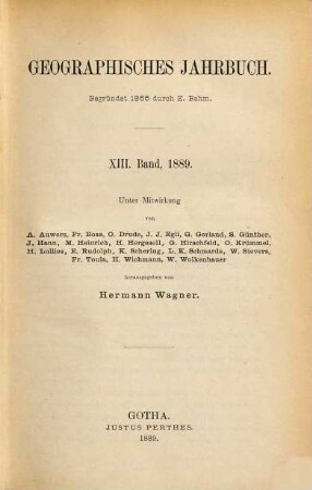 Geographisches Jahrbuch. 13. 1889