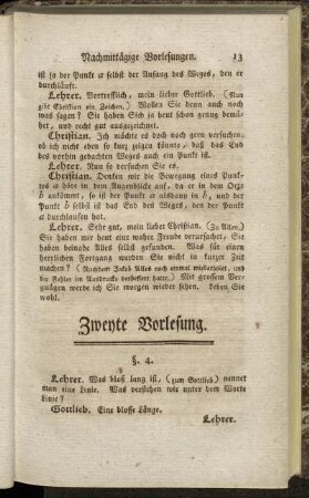 Zweyte Vorlesung.