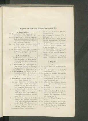 I. Mitglieder der Deutschen Röntgen-Gesellschaft 1914.