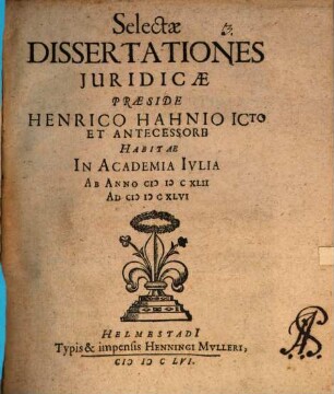 Selectae Dissertationes Iuridicae