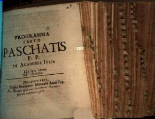 Programma festo paschatis P. P. in academia Iulia : [Insunt aliqua de die, quo apud veteres Christianos paschatos festum celebratum fuit]