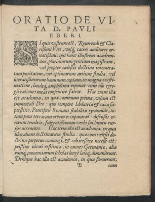 Oratio De Vita D. Pauli Eberi.