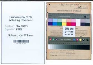 Entnazifizierung Karl Wilhelm Scherer , geb. 20.11.1906 ()
