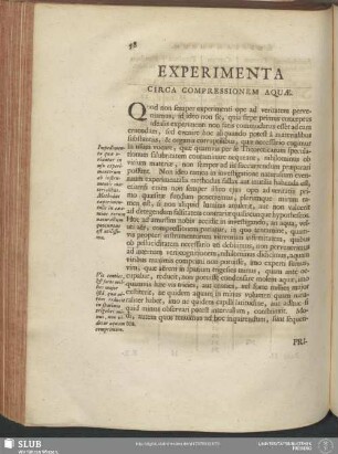 Experimenta Circa Compressionem Aquae