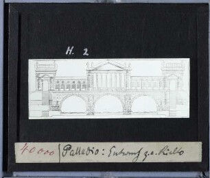 Venedig, Rialtobrücke,Palladio, Entwurf für die Rialtobrücke (Druck)