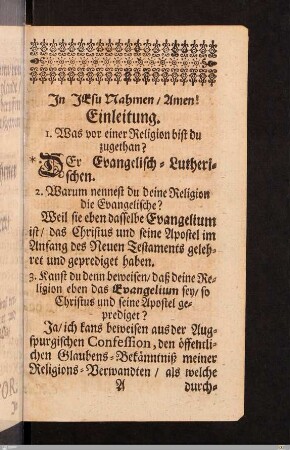 In Jesu Nahmen / Amen! Einleitung.