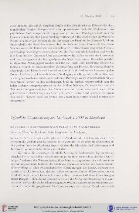 Öffentliche Gesamtsitzung am 18. Oktober 2003 in Mannheim