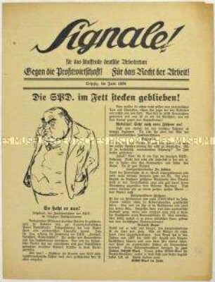 Mitteilungsblatt der NSDAP Leipzig mit Polemik gegen SPD, KPD und Kapitalismus