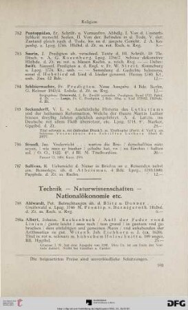 Technik – Naturwissenschaften – Nationalökonomie (Nr. 788-837)