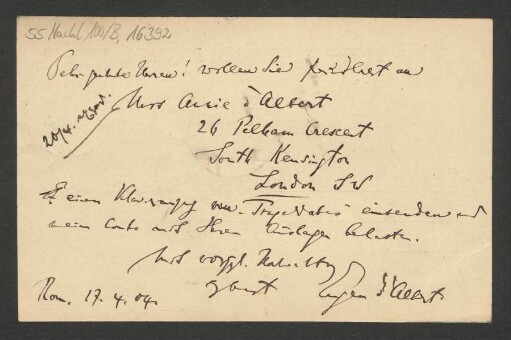 Brief an B. Schott's Söhne : 17.04.1908