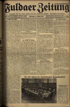 Erste Ausgabe vom Samstag, den 26. April 1930.