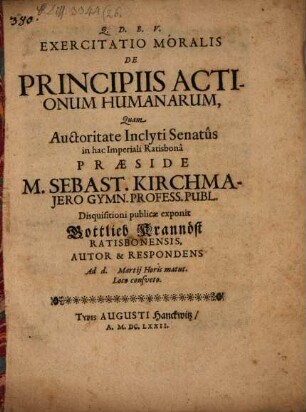 Exercitatio mor. de principiis actionum human.