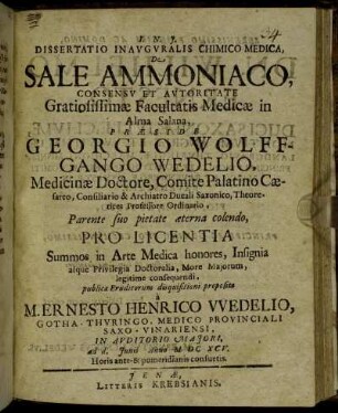 Dissertatio Inauguralis Chimico Medica, De Sale Ammoniaco
