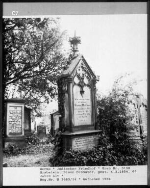 Grabstein des Simon Dessauer (gestorben 1854.03.04)
