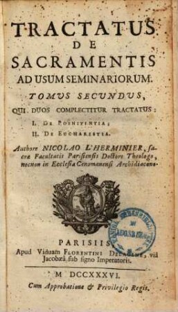 Tractatus de Sacramentis ad usum Seminariorum. 2