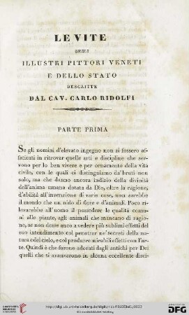 Le vite degli illustri pittori veneti e dello stato descritte dal Cav. Carlo Ridolfi