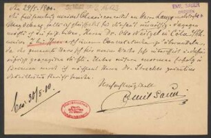Brief an Ludwig Strecker  und B. Schott's Söhne : 29.05.1900