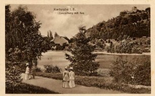 Postkartenalbum mit Motiven von Karlsruhe. "Karlsruhe in Baden. Lauterberg mit See"