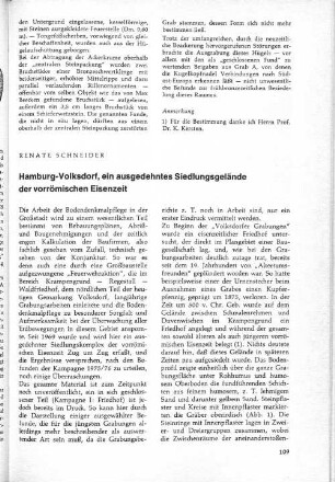 Hamburg-Volksdorf, ein ausgedehntes Siedlungsgelände der vorrömischen Eisenzeit