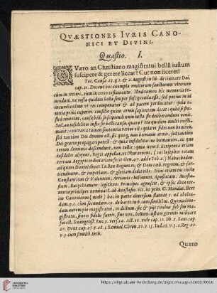 Qvæstiones Ivris Canonici et Divini