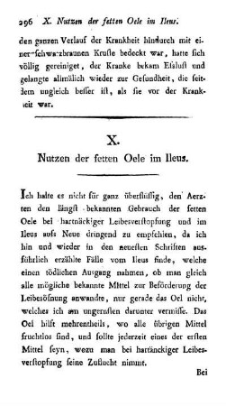 X. Nutze der fetten Oele im Ileus.