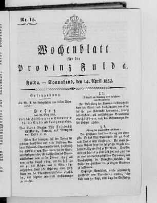 Nr. 15, Ausgabe vom 14. April 1832