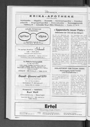 HHA-Antwort zum Thema "Bank" "Belästigung durch Penner und Alkoholtrinker"