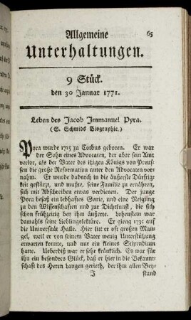 9 Stück. den 30 Januar 1771.