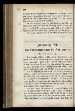 Abtheilung XI. Eröffnungsschreiben bei Fallimenten