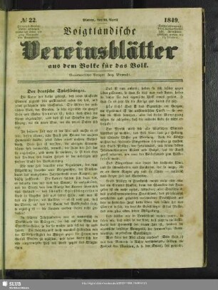 Voigtländische Vereinsblätter : aus dem Volke für das Volk