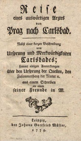 Reise eines auswärtigen Arztes von Prag nach Carlsbad