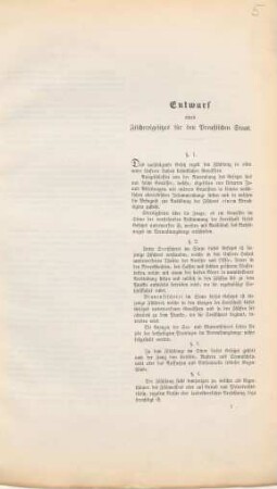 [Hauptbd.]: Entwurf eines Fischereigesetzes für den Preußischen Staat