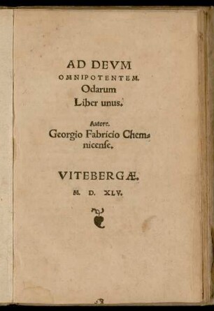 Ad Devm Omnipotentem Odarum Liber unus