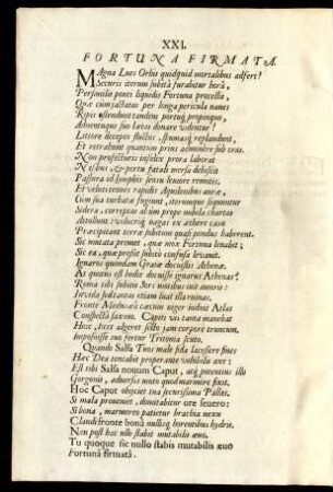XXI. Fortuna Firmata.