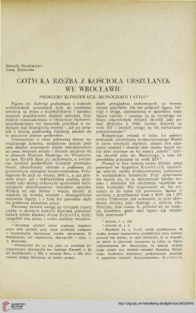 2: Gotycka rzeźba z kościoła urszulanek we Wrocławiu : problemy konserwacji, ikonografii i stylu