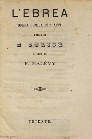 L' Ebrea : opera comica in 5 atti