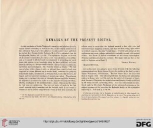Remarks by the present editor