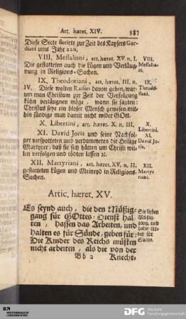 Artic. hæret. XV.