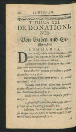 Titulus XXI. De Donationibus.