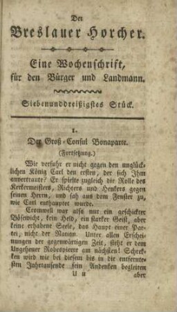 Breslauer Horcher, Siebenunddreißigstes Stück