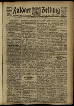 Erste Ausgabe vom Donnerstag, den 29. Februar 1912.